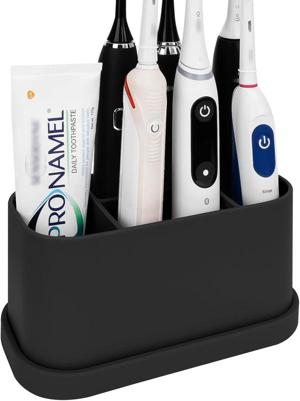 Electric Toothbrush Holder, Silicone Countertop 5 Slots Powered Brush Stand, Org