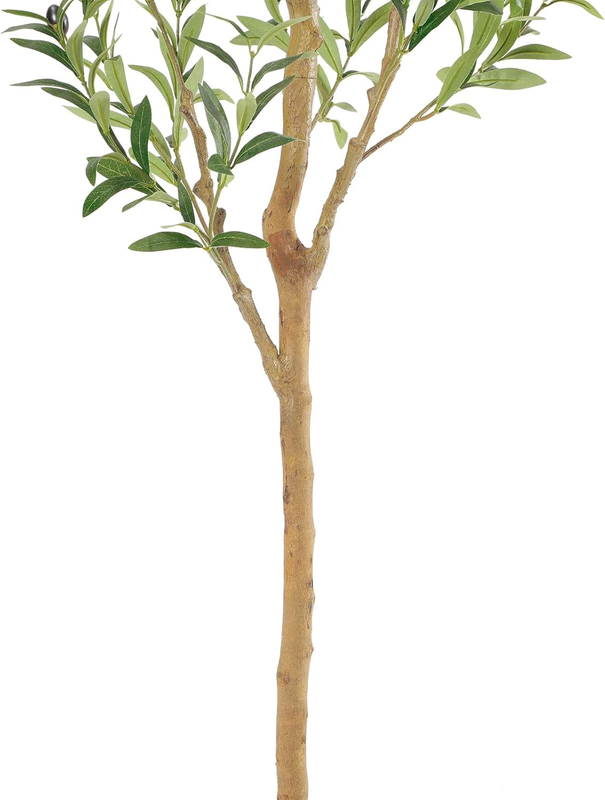 Faux Olive Tree 6ft，Olive Trees Artificial Indoor with Natural Wood Trunk and Re