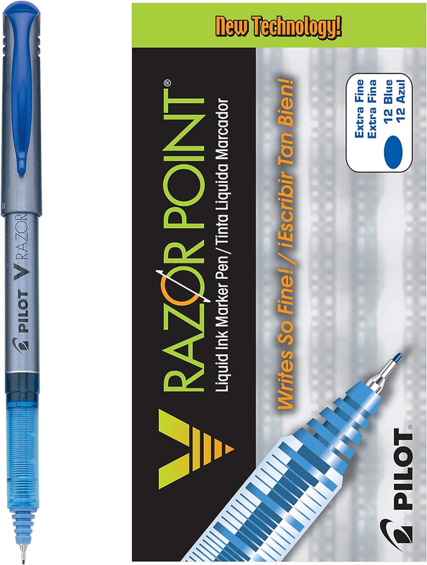 V Razor Point Liquid Ink Markers, Extra Fine Point, Blue Ink