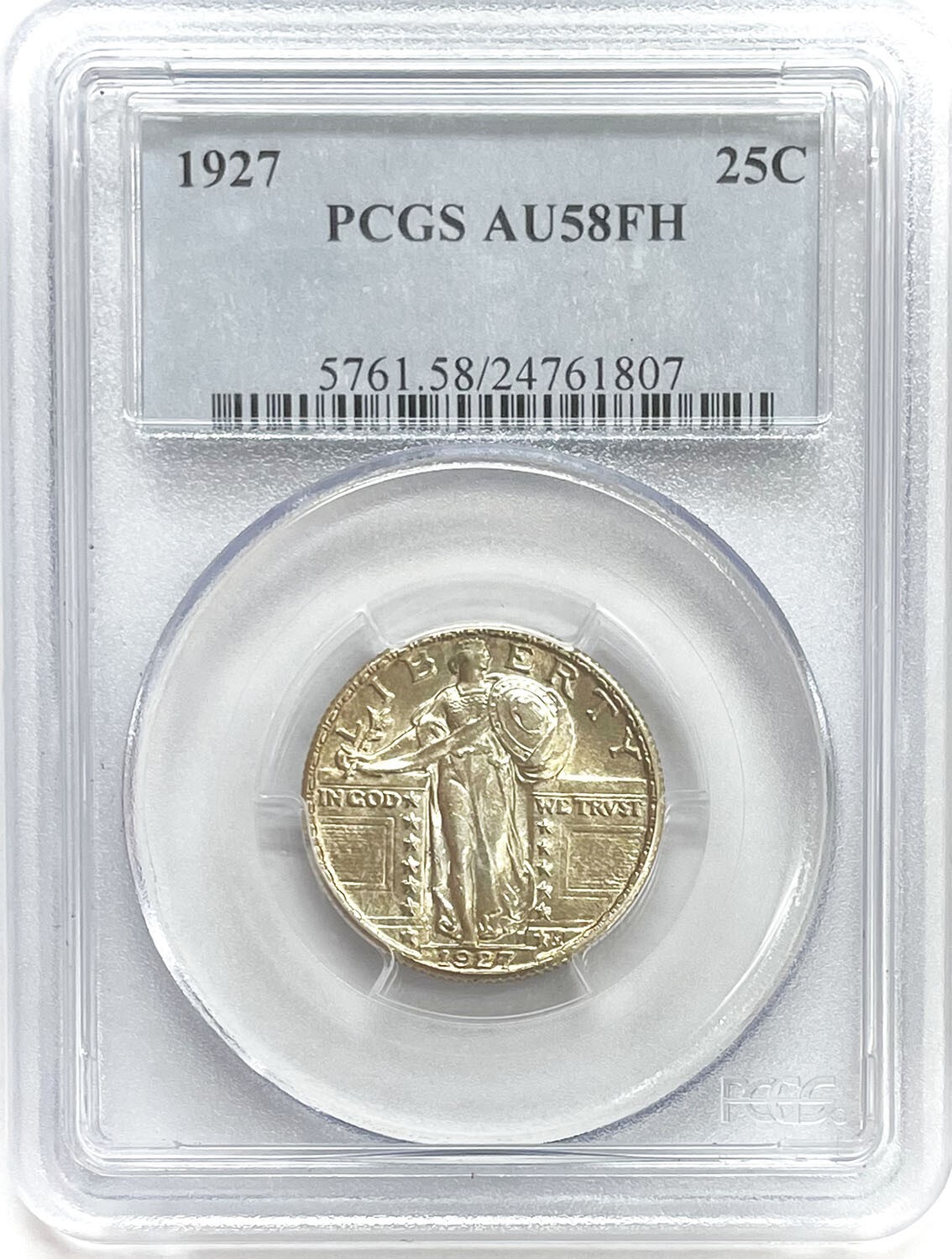 1927 US STANDING LIBERTY QUARTER SLQ 25 CENT COIN PCGS AU 58