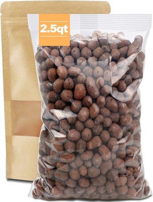 Expanded Hydroponic Clay Pebbles 2.5qt, 8mm-12mm, Natural Organic Flower Orch...