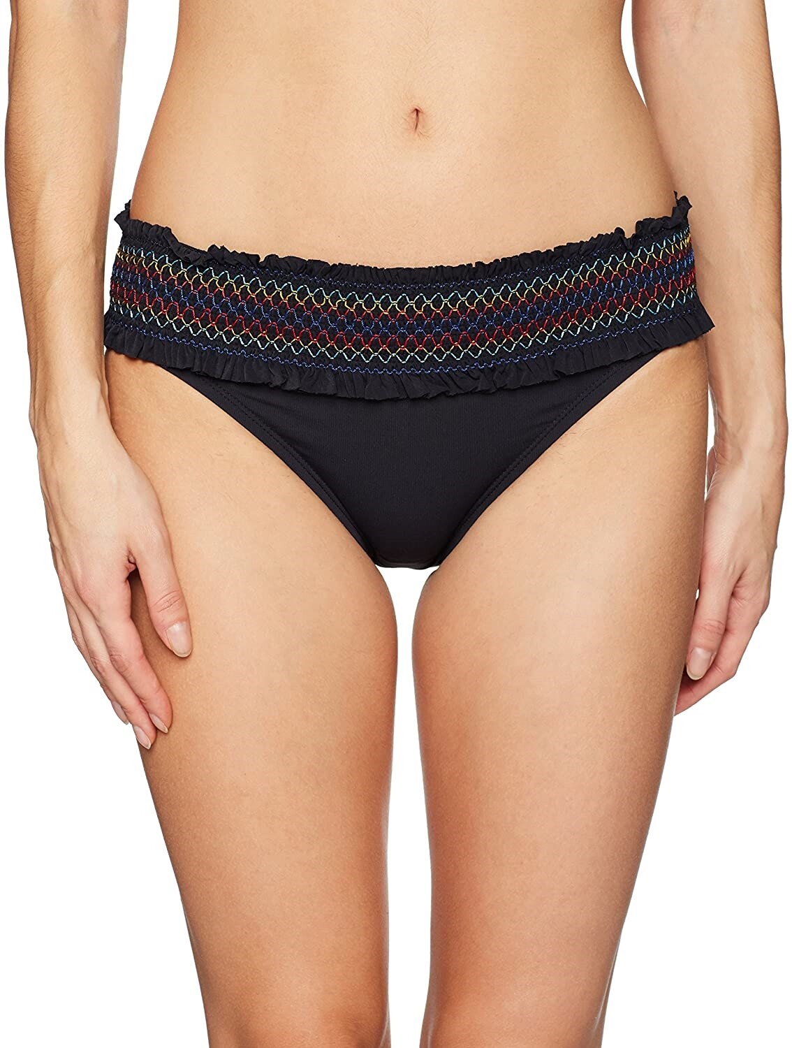 Bleu By Rod Beattie Women's 182330 Smocked Hipster Bikini Bottoms Black Size 8