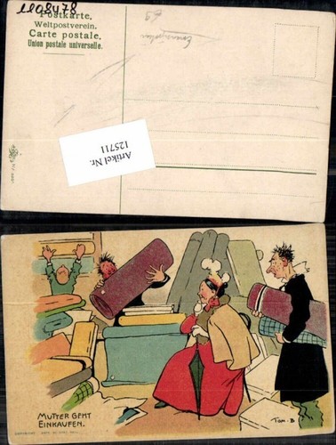 125711,Emanzipation Erika Verlag Tom B. Mutter geht einkaufen Scherzkarte Juxkar img
