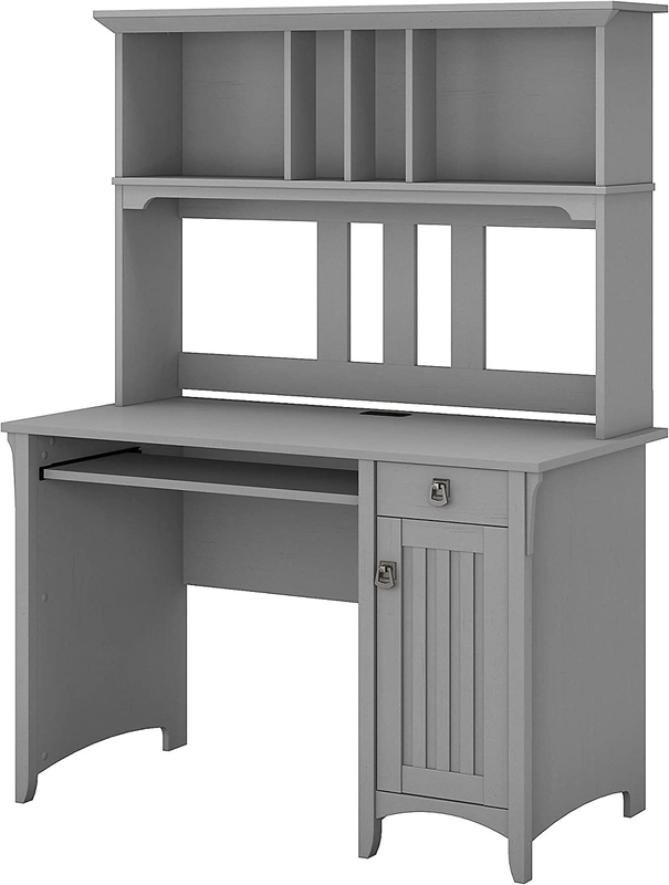 Salinas Computer Hutch | Study Table with Drawers, Cabinets & Pullout Keyboard/L