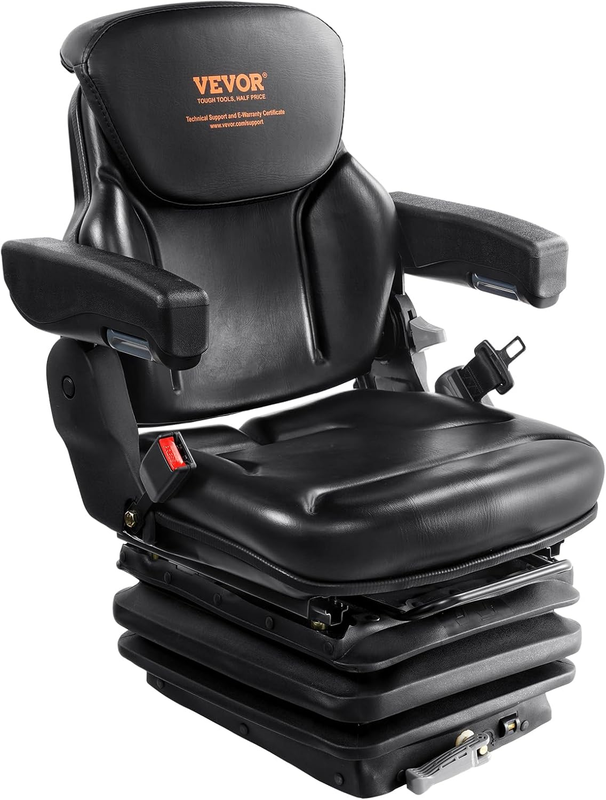 Universal Forklift Seat, Tractor Seat with Armrest & Adjustable Backrest