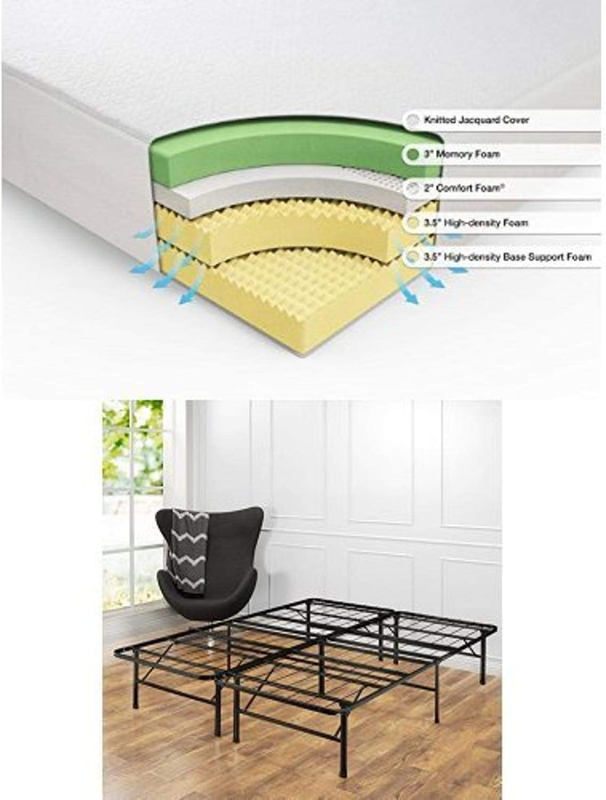 Zinus Set, Cal King 12 Inch Green Tea Memory Foam Mattress and Shawn Smartbase P