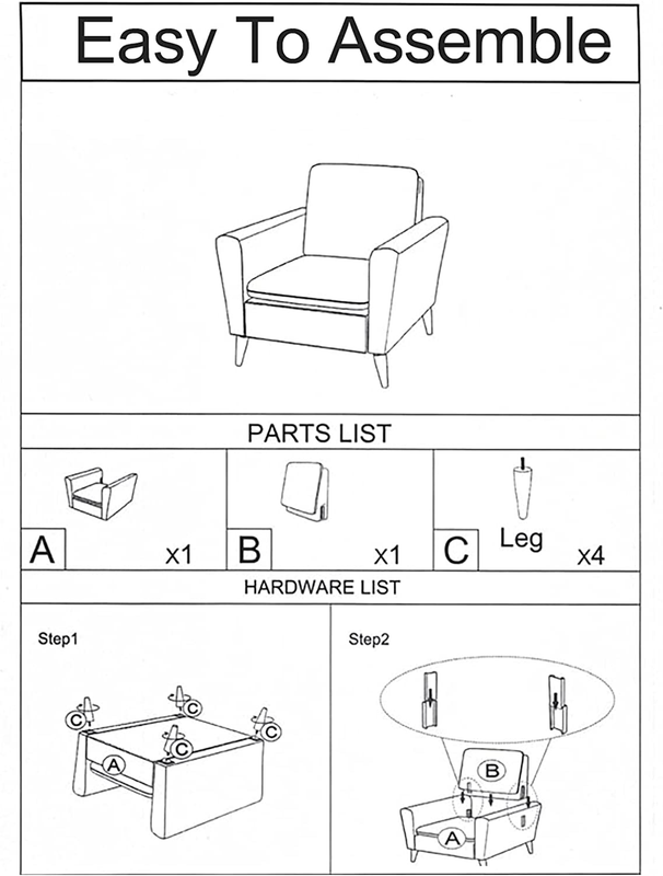 Modern Accent Fabric Chair Single Sofa Comfy Upholstered Arm Chair Living Room F
