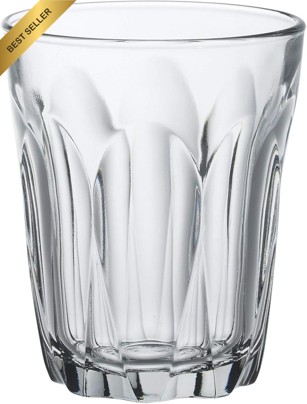 6 PC 160Ml Provence Clear Tumbler Fluted Base Tempered Glass Impact/Chip-Resista