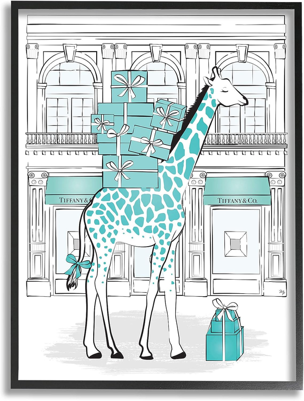 Giraffe with Stacked Gift Boxes Designer Brand, Design by Martina Pavlova Black