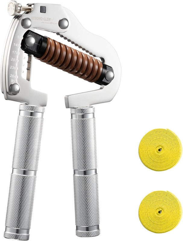 Adjustable Grip Strength Trainer: Premium 304 Stainless Steel Structure, Aerospace Grade Aluminum Alloy Handle, Grip Strength Adjustable Range 55-264 Lbs