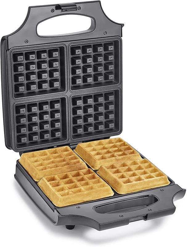BELLA Classic Waffle Iron, 4 Square Belgian Waffle Maker, Non-Stick Extra Large