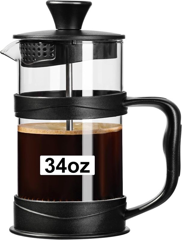 34Oz  French Press with 3 Filters Screen - Portable Coffee & Tea Maker - Travel