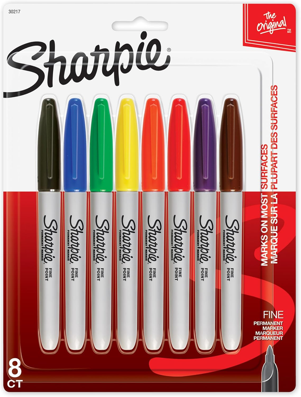 30217PP Permanent Markers, Fine Point, Assorted Colours, 8 Count