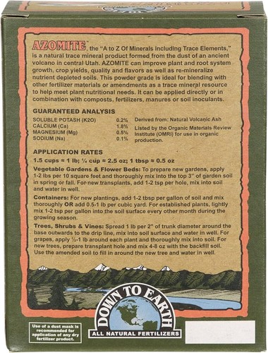 Down to Earth Organic White Azomite Powder Improving Plant Growth 0-0-0.2 OTH116