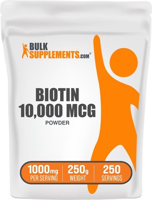 BulkSupplements Biotin 10000mcg Powder 250g - Vitamin B7 Supplement