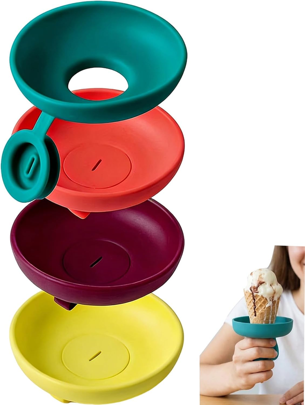 4 Pack Rainbow Colors Drip Free Popsicle Holder Set, Silicone ICY Pole and Reusa