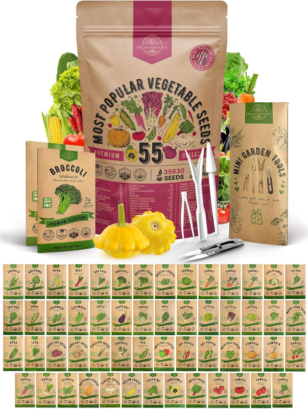  Vegetable Seeds Variety Pack  Non-Gmo Heirloom Seeds for Planting Vegetables and Fruits in Individual Seed Packets, Home Survival Garden Seeds for Hydroponic, Indoor and Outdoors Gardening