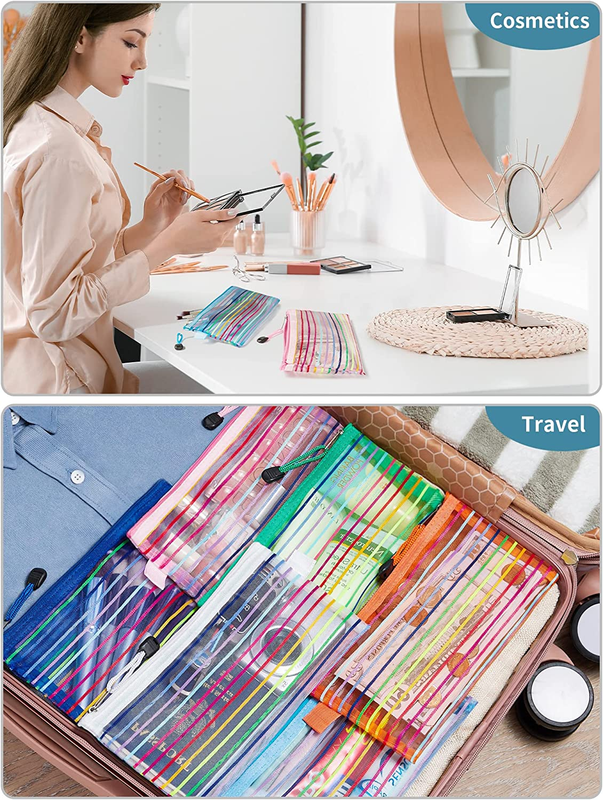 80 Pack Mesh Zipper Pouch Pencil Pouch Bulk in 10 Colors Multipurpose