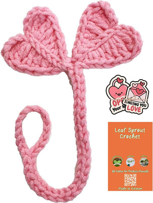 Crochet Heart Leaf Sprout, Ideal Corner Bookmark for Bookworms, Unique Headphone