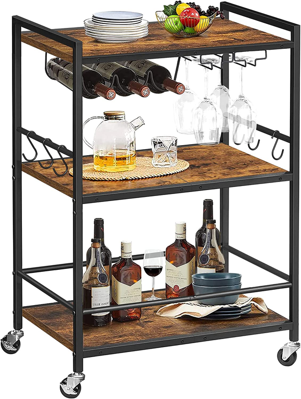 Bar Cart, Serving Cart for Home, Microwave Cart, Drink Cart, Mobile Kitchen Shel