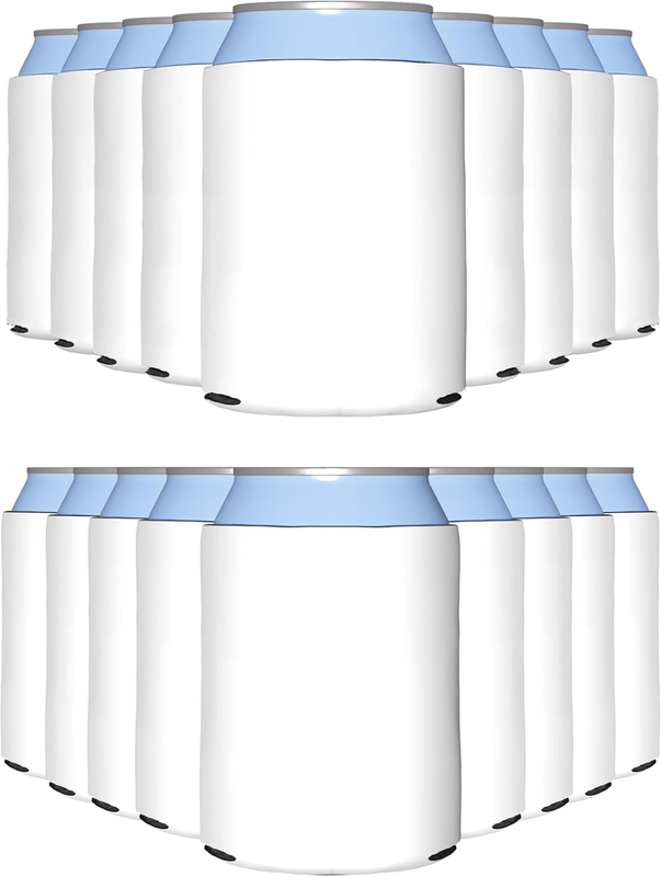 200 Pack White Blank Can Cooler Sleeves, Customizable Bulk Sublimation Insulated Foam for Beer, Collapsible Plain Drink Holder, Cold Soda Insulator, 12Oz Regular, 16Oz Tall Cans