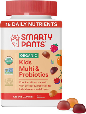 SmartyPants Organic Kids Multivitamin Gummies: Probiotics, Omega 3 (ALA), Vitami