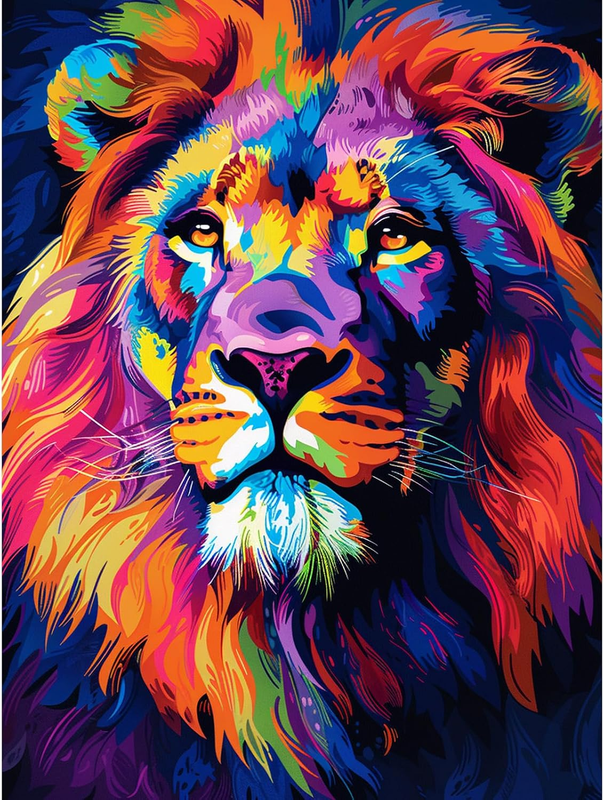 KEYIFA Paint by Numbers for Adults, Colorful Lions Painting by Number Canvas Kit