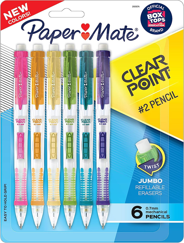 Clearpoint Mechanical Pencils, HB #2 Lead (0.7Mm), Assorted Barrel Colors, 6 Cou