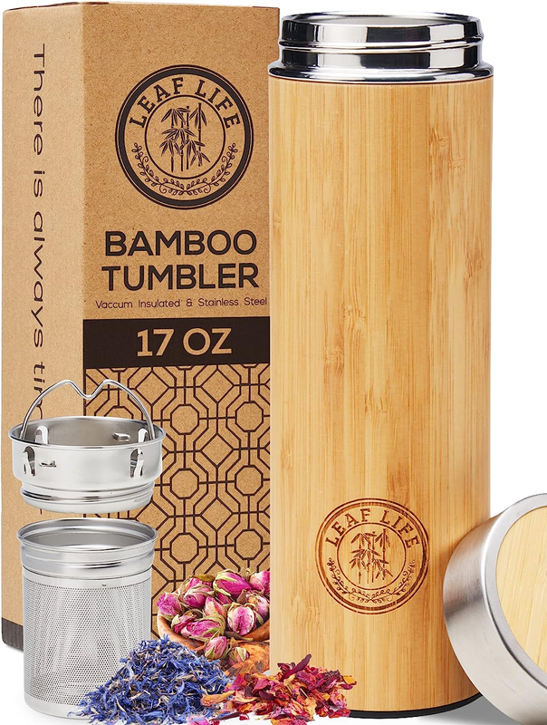 With Tea Infuser & Strainer 17oz Capacity - Keeps Hot & C