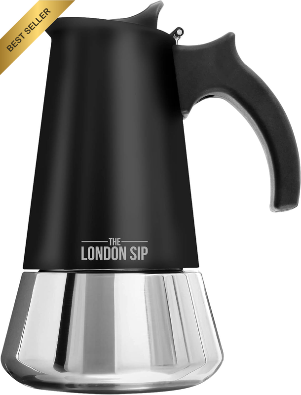 London Sip Stainless Steel Moka Pot Espresso Maker Matte Black