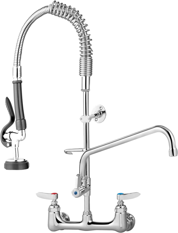 VEVOR Commercial Pre-rinse Faucet Wall Mount Kitchen Sink Faucet 36" w/ Sprayer
