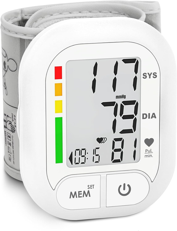 Automatic Wrist Blood Pressure Monitor Machine Digital LCD Cuff Case Batteries