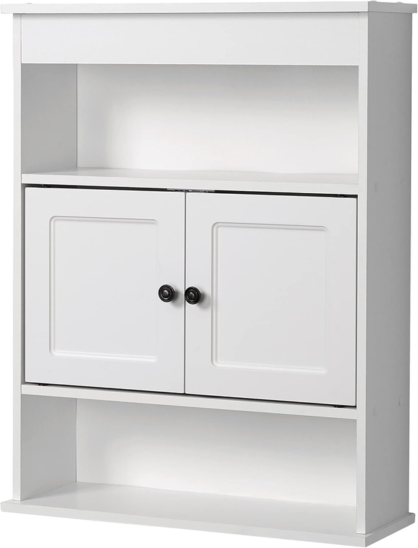 Bathroom Storage Wall Cabinet, Wooden Wall Mounted Storage Organizer, Ideal Medicine Cabinet or over the Toilet Storage, White