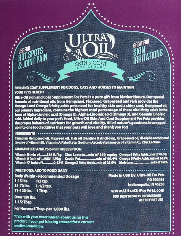 Ultra Oil Dog & Cat Supplement with Hemp, Flaxseed & Fish Oils - 32Oz - for Dry