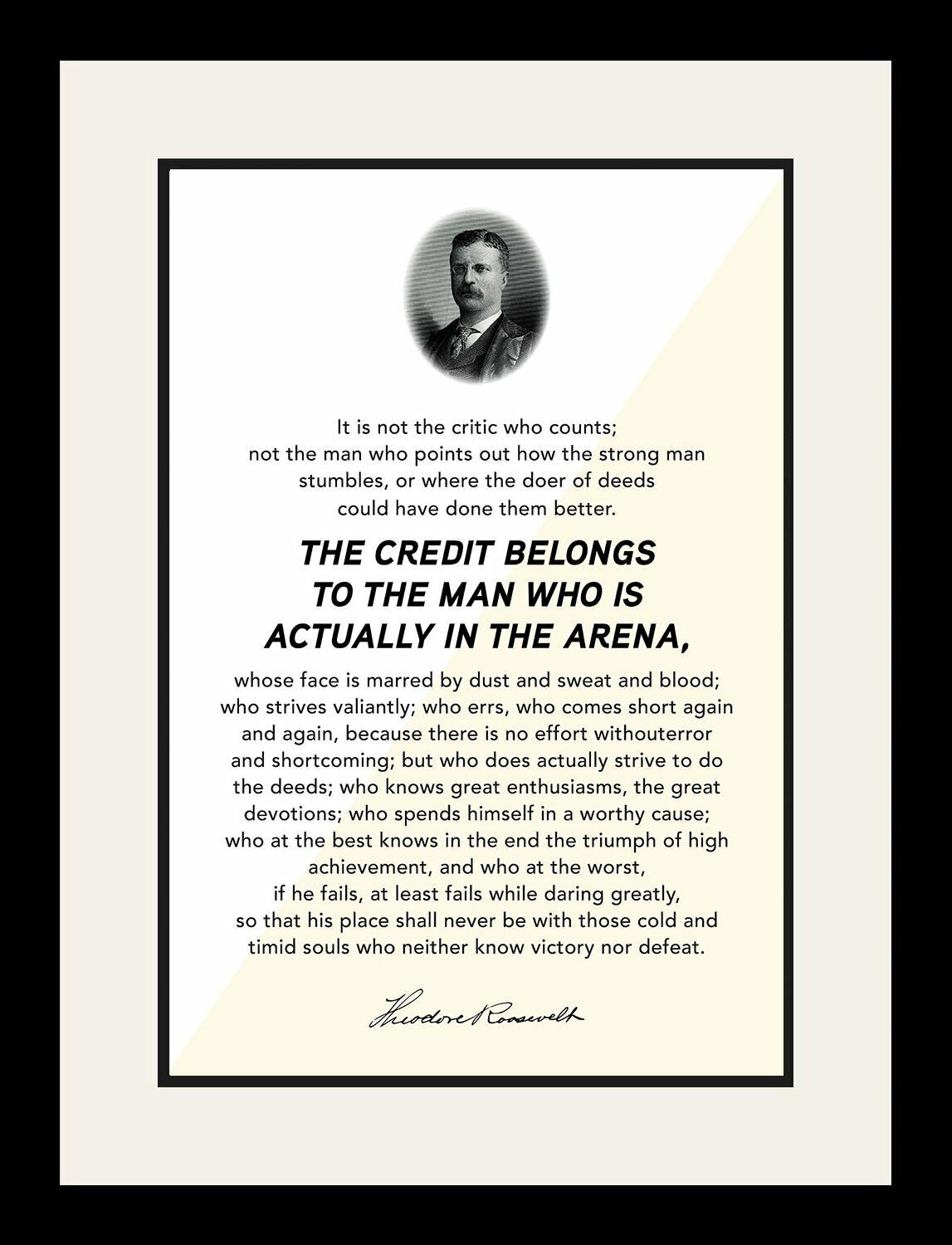 "The Man in the Arena" Motivational Poster Print Picture or Framed Wall Art