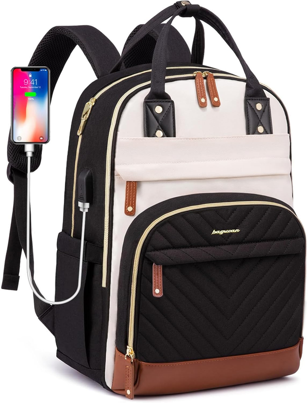 Laptop Backpack for Women Bag - 15.6 inch Work Travel Backpack with USB Charger