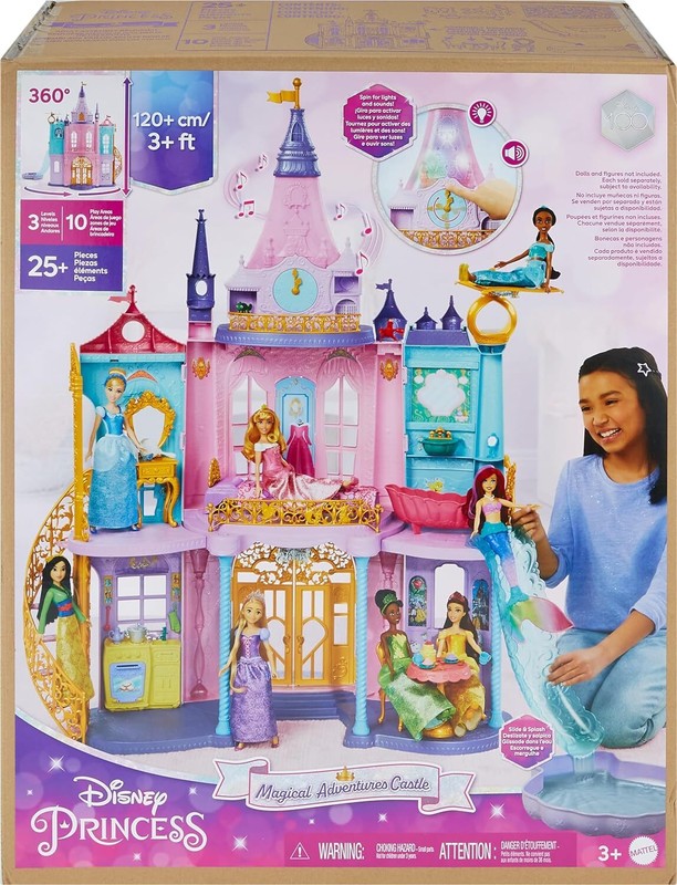 Disney Princess Doll House Ultimate Castle (4 Ft Tall), Lights & Sounds, 3 Level