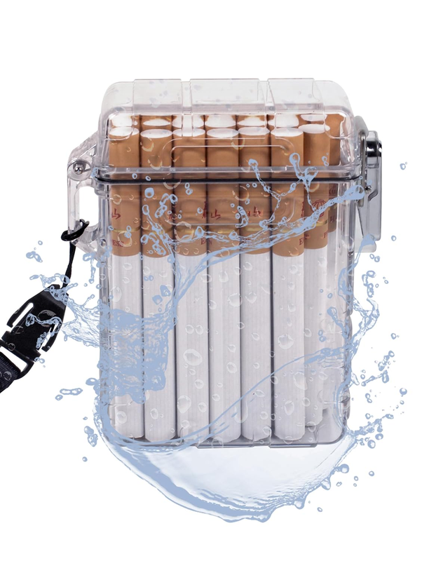 waterproof cigarette case for 100's Waterproof Cigarette Case, Smell Proof Storage Box, 20 Capacity for  Regular/King