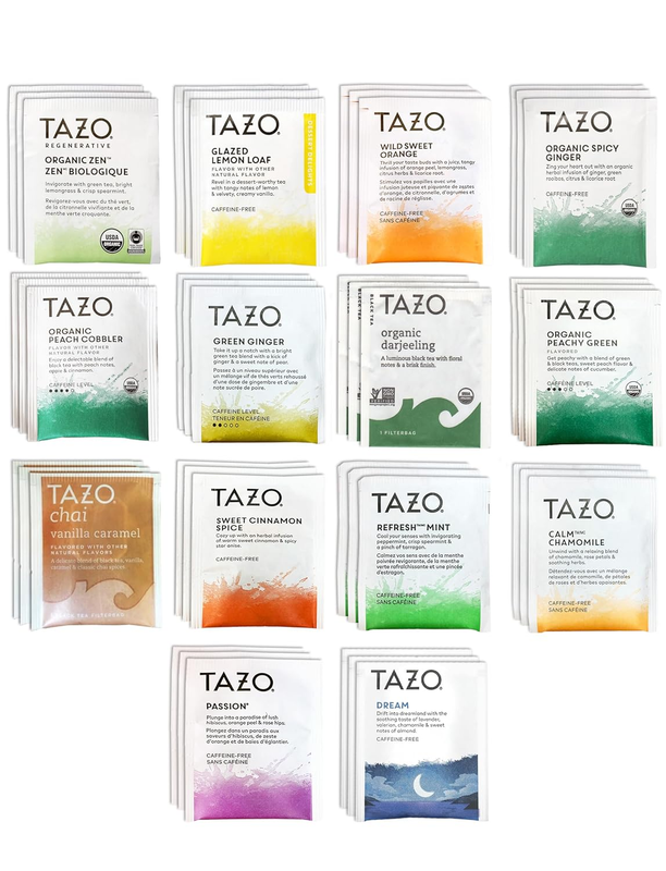 Tazo Tea Bags Sampler Assortment Variety Pack Gift Box ( 42 Count ) 14 Different