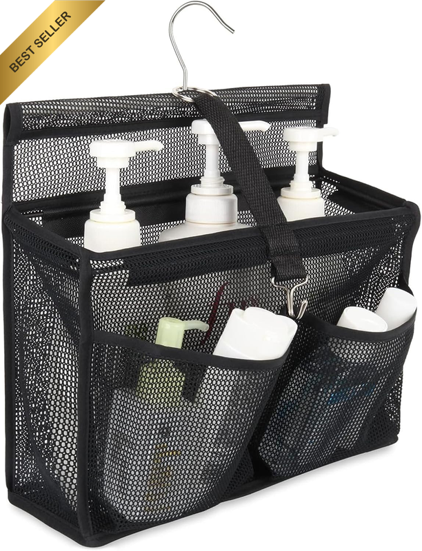 Hanging Hook Mesh Shower Caddy College with 3 Pockets, Organizer Storage Bath Ba