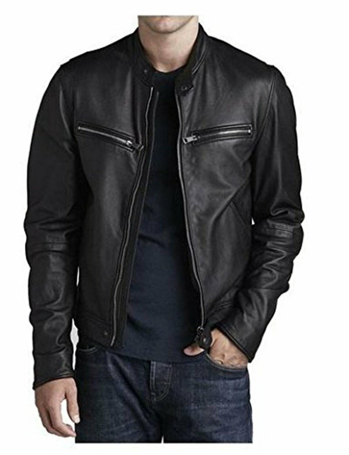 F$L HERREN ECHT LAMMLEDER JACKE SLIM FIT MOTO BIKERJACKE -846