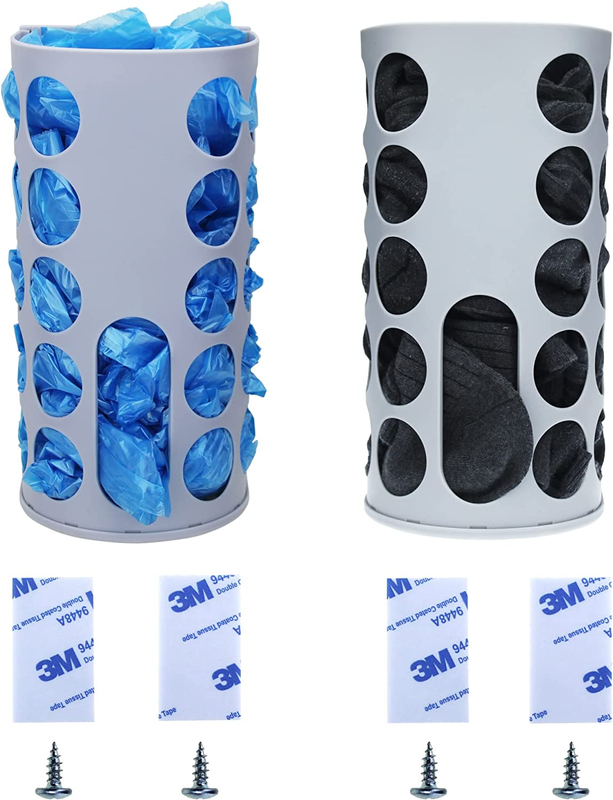 Kitchen Grocery Plastic Bag Holder 2Pcs Wall Mount Storage Bag Hanging Dispenser
