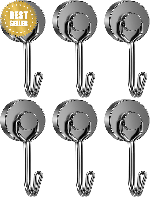 Black Magnetic Hooks, 35LBS 6 Pack Magnetic Hooks Heavy Duty