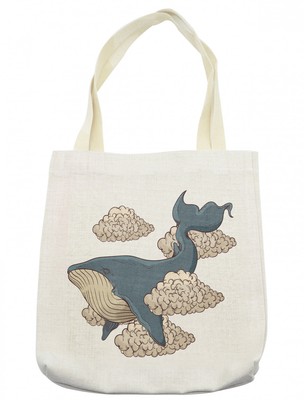 Ambesonne Whale Tote Bag Reusable Linen Sack Shopping Books Beach