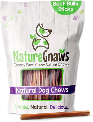 Nature Gnaws Small Bully Sticks for Dogs - Premium Natural Beef Bones - Thin Lo