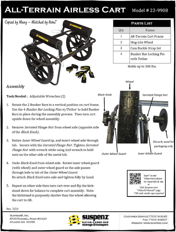 Kayak Canoe Transport Cart, All-Terrain Super Duty Trolley Carrier with No-Flat