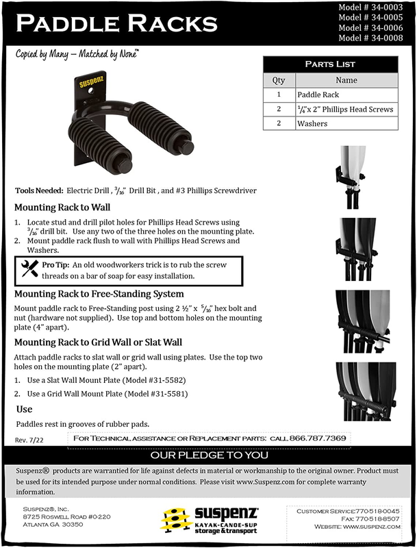 8-Paddle Rack, Black (34-0008), 18", Kayak