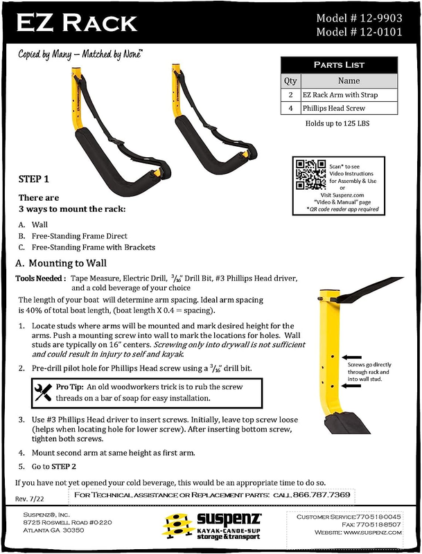 Suspenz EZ Kayak Rack