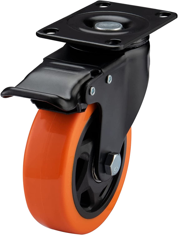 Casters, 4" Caster Wheels，Casters Set of 4 Heavy Duty -  Orange Polyurethane Cas