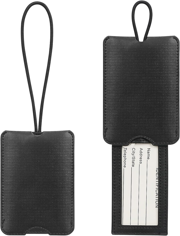 Tag, 2 Pack Pu Leather Travel Tags With Privacy Cover